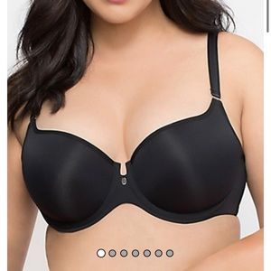 NEW Curvy Couture Black Tulip Sheer Smooth T-Shirt Push Up Bra 40 DD
